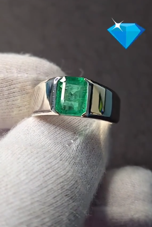 Modernist Emerald Ring